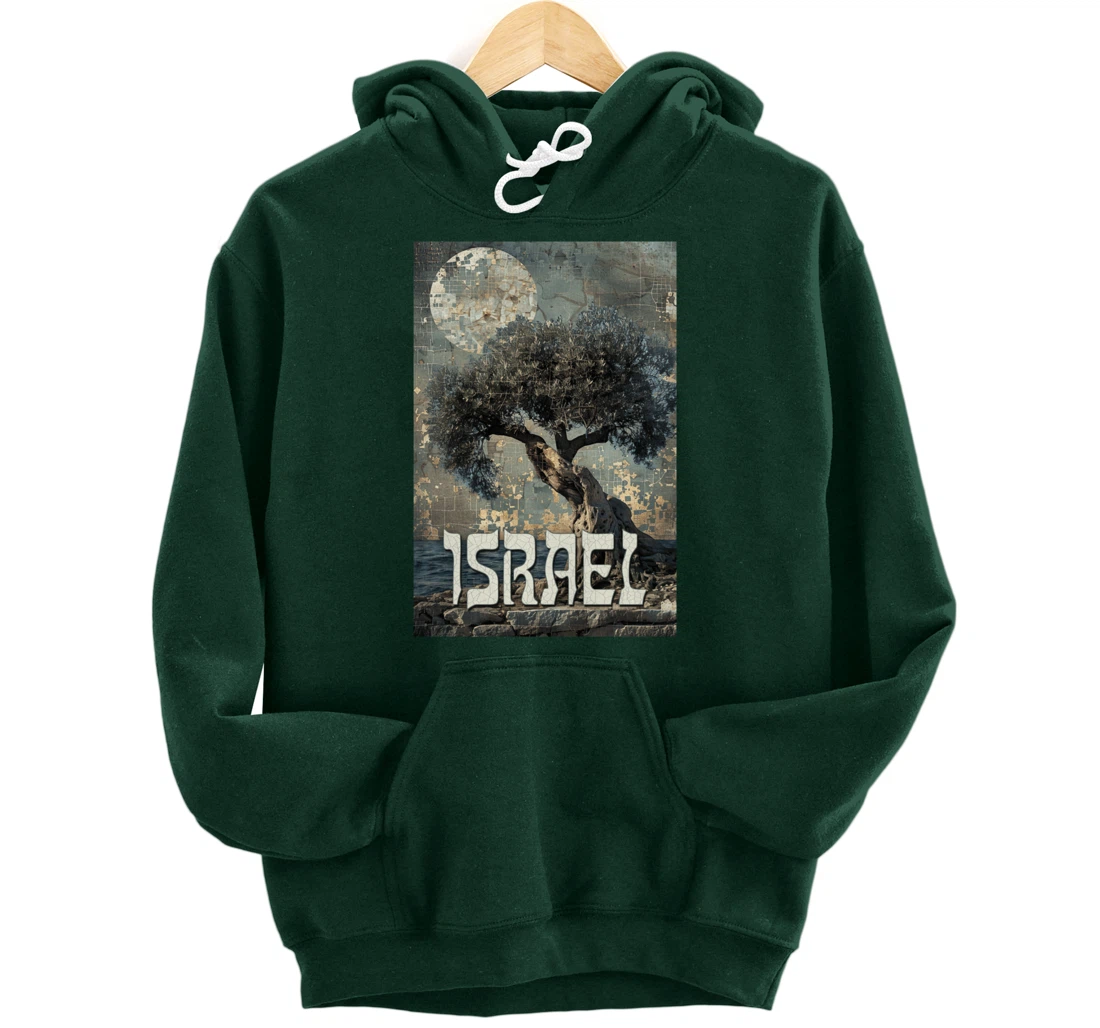 Israel Olive Tree On The Beach with Jerusalem Stones Pullover Hoodie