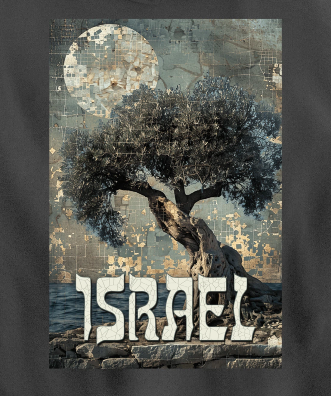 Israel Olive Tree On The Beach with Jerusalem Stones Pullover Hoodie