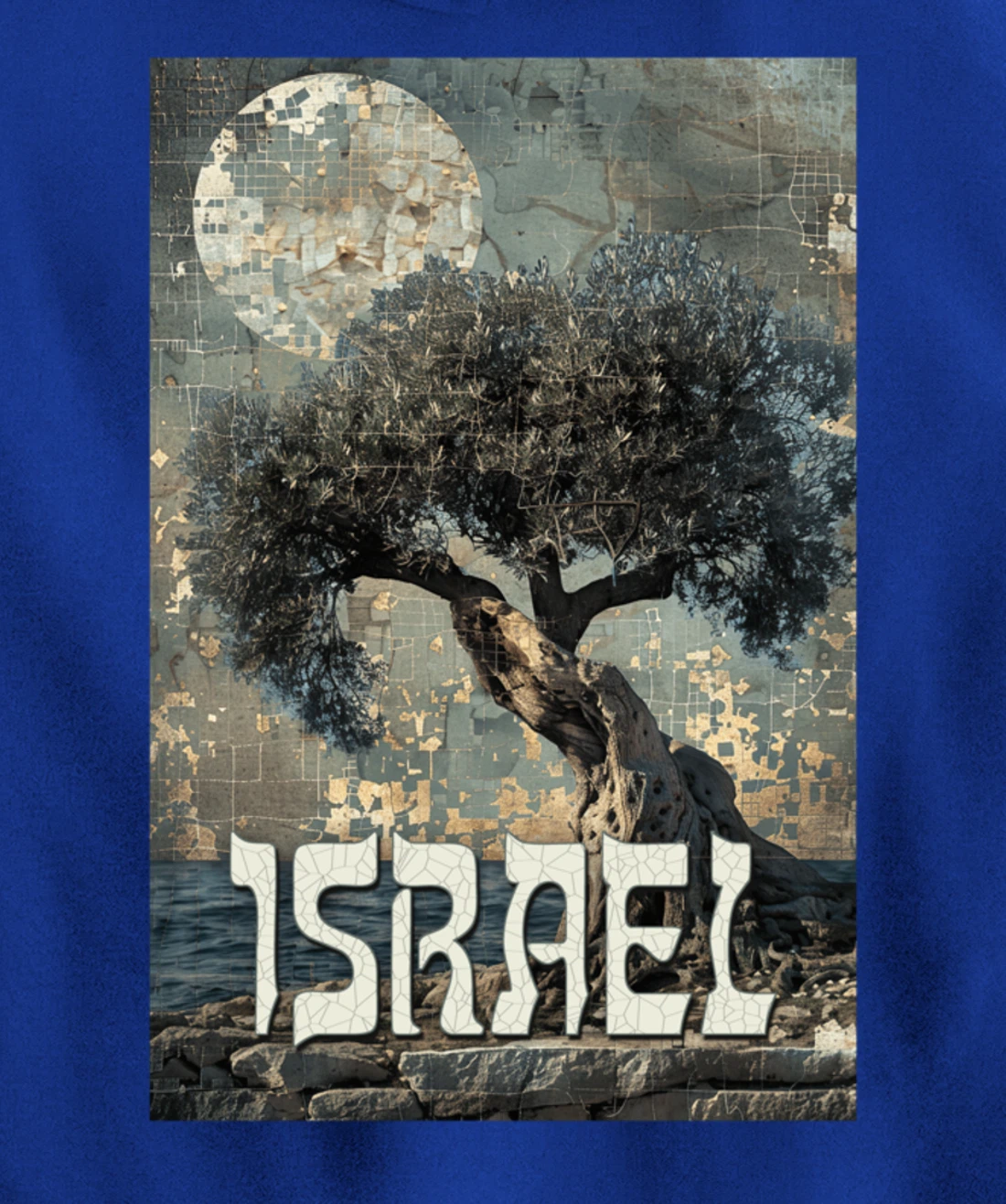 Israel Olive Tree On The Beach with Jerusalem Stones Pullover Hoodie