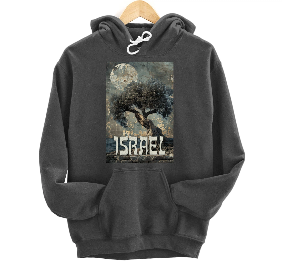 Israel Olive Tree On The Beach with Jerusalem Stones Pullover Hoodie