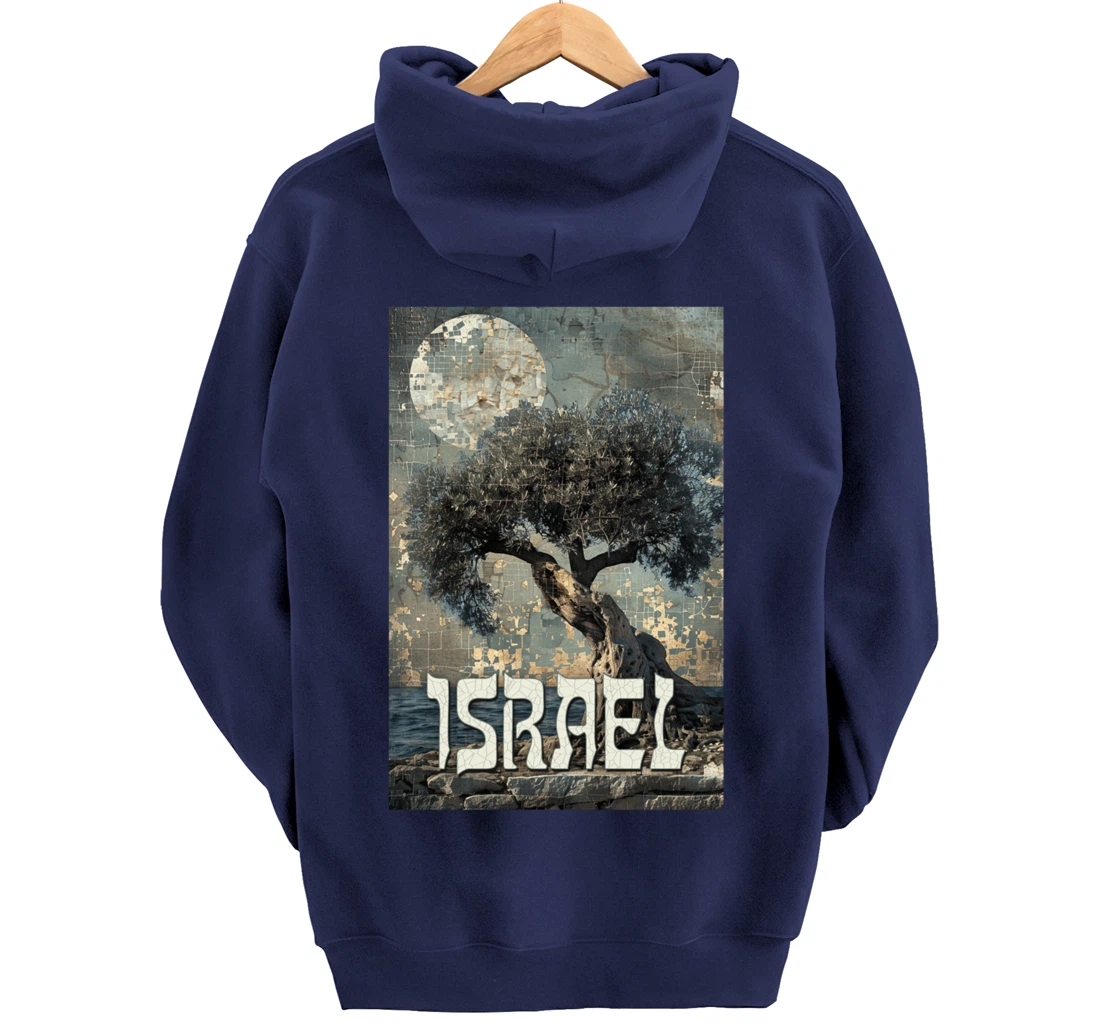 Israel Olive Tree On The Beach with Jerusalem Stones Pullover Hoodie
