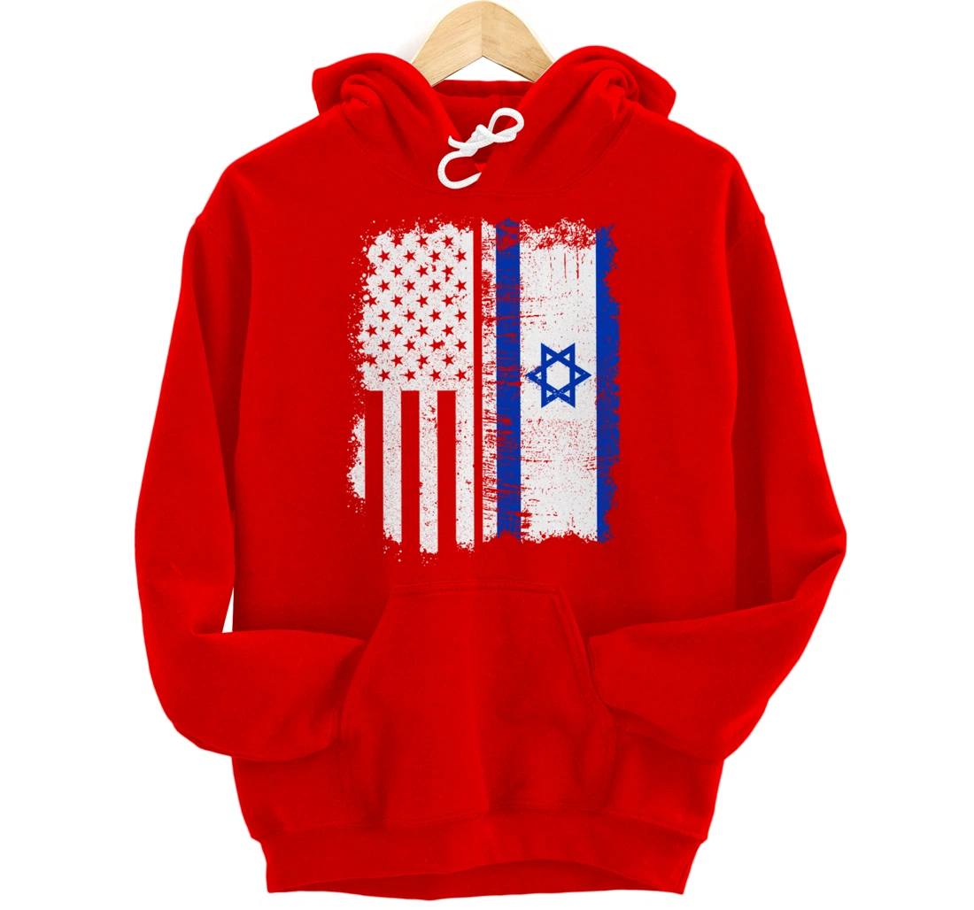 USA Israel Flag Patriotic Pride Patriot USA Israel Fan Pullover Hoodie