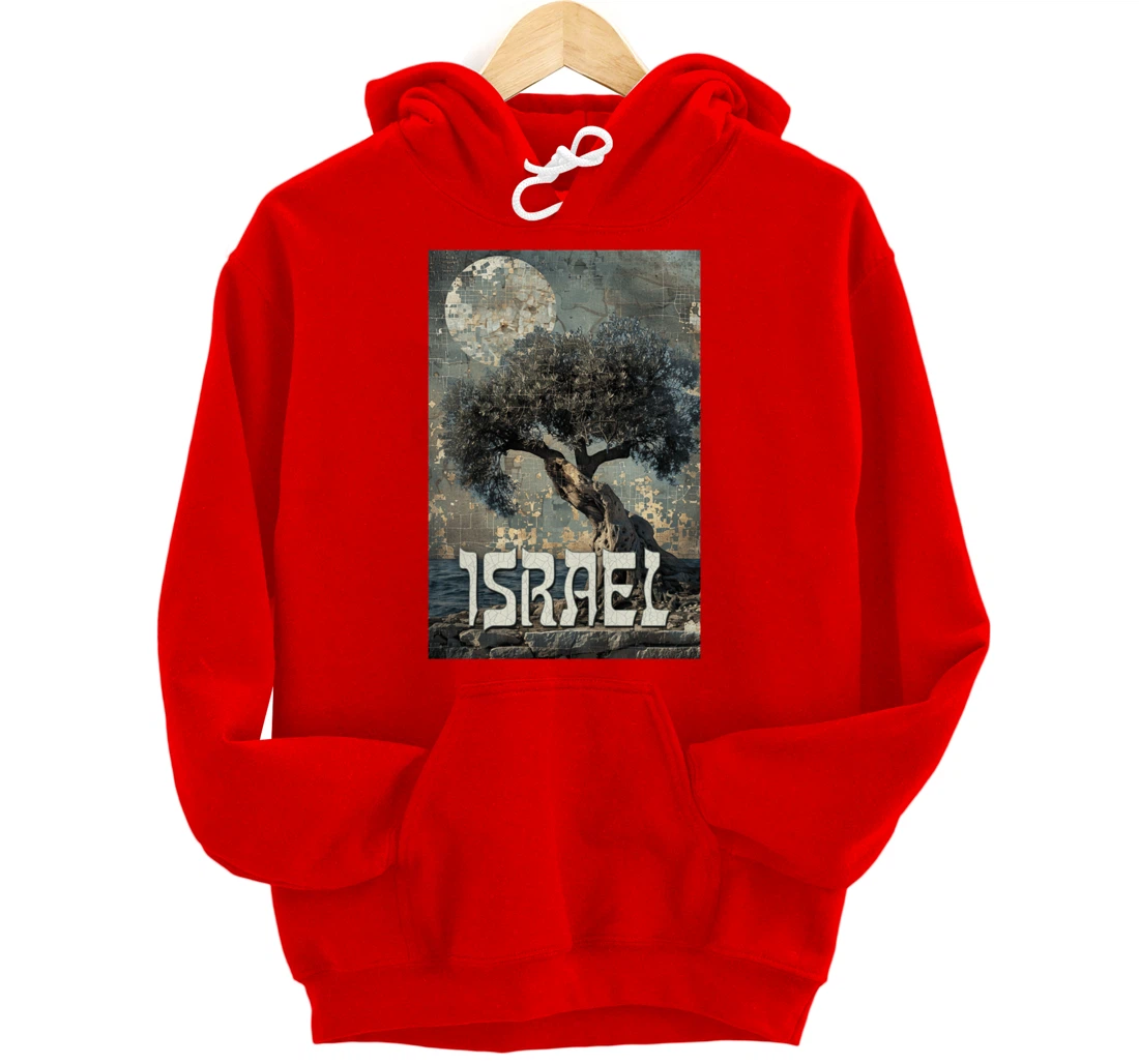 Israel Olive Tree On The Beach with Jerusalem Stones Pullover Hoodie