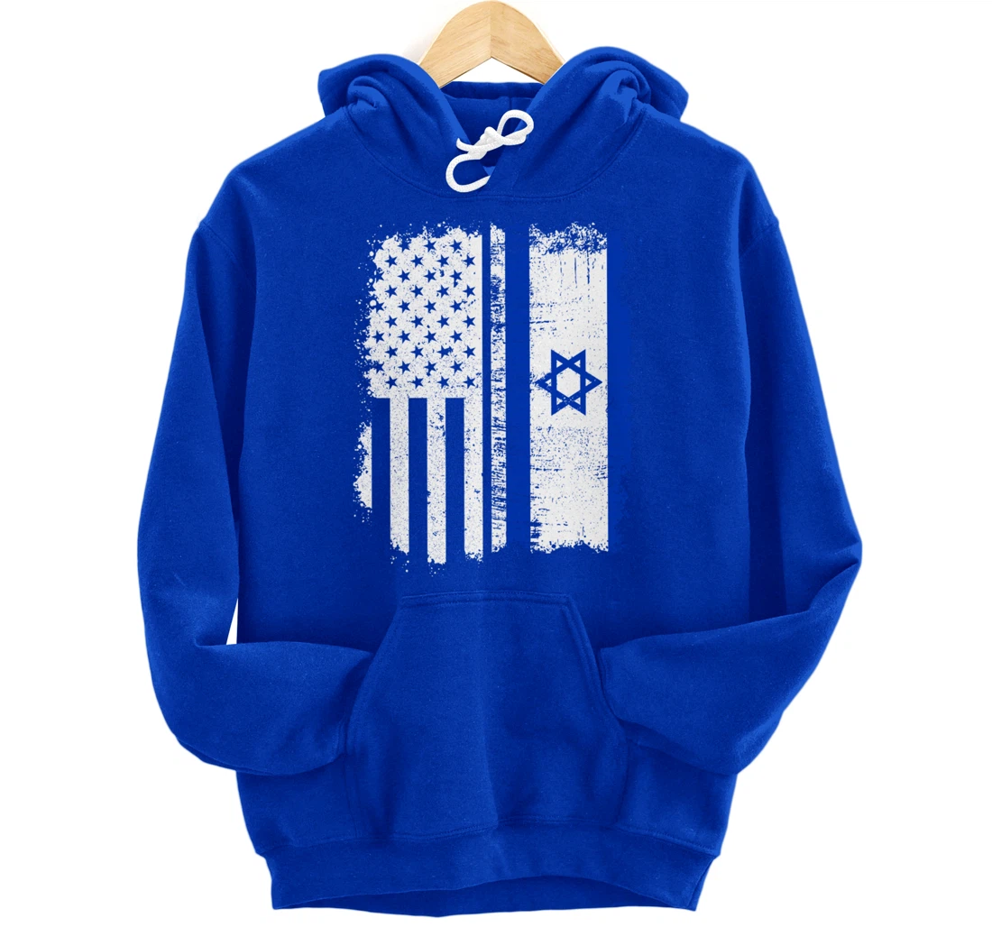 USA Israel Flag Patriotic Pride Patriot USA Israel Fan Pullover Hoodie