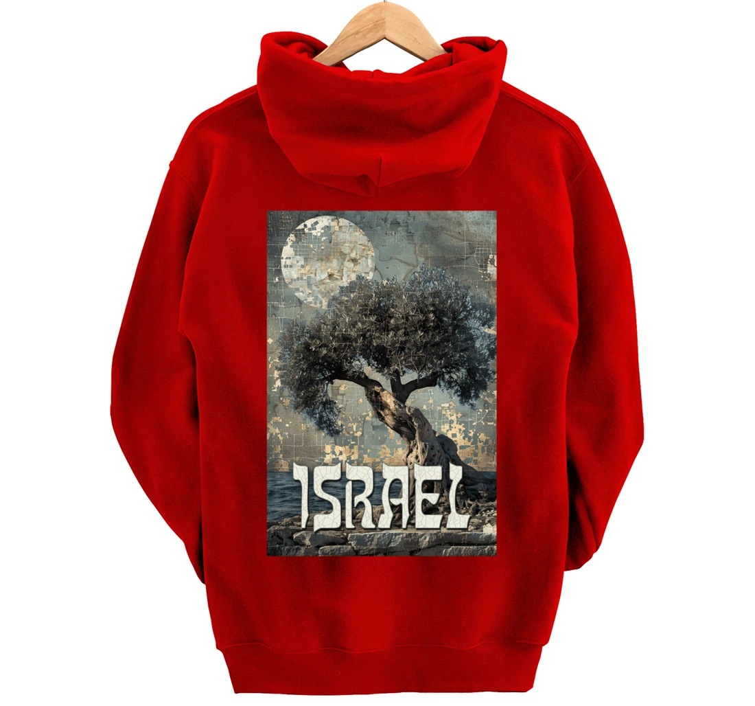 Israel Olive Tree On The Beach with Jerusalem Stones Pullover Hoodie