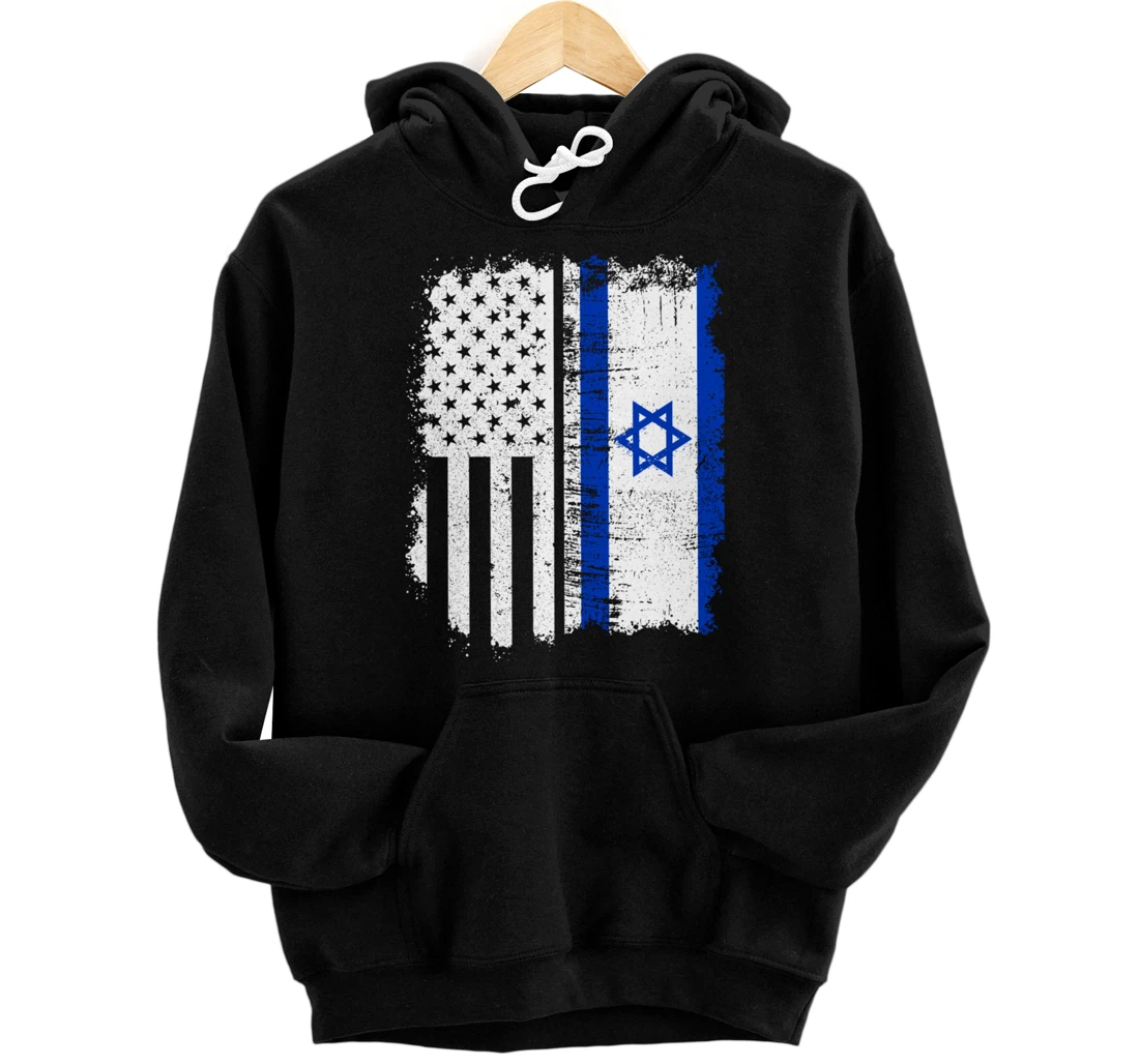 USA Israel Flag Patriotic Pride Patriot USA Israel Fan Pullover Hoodie