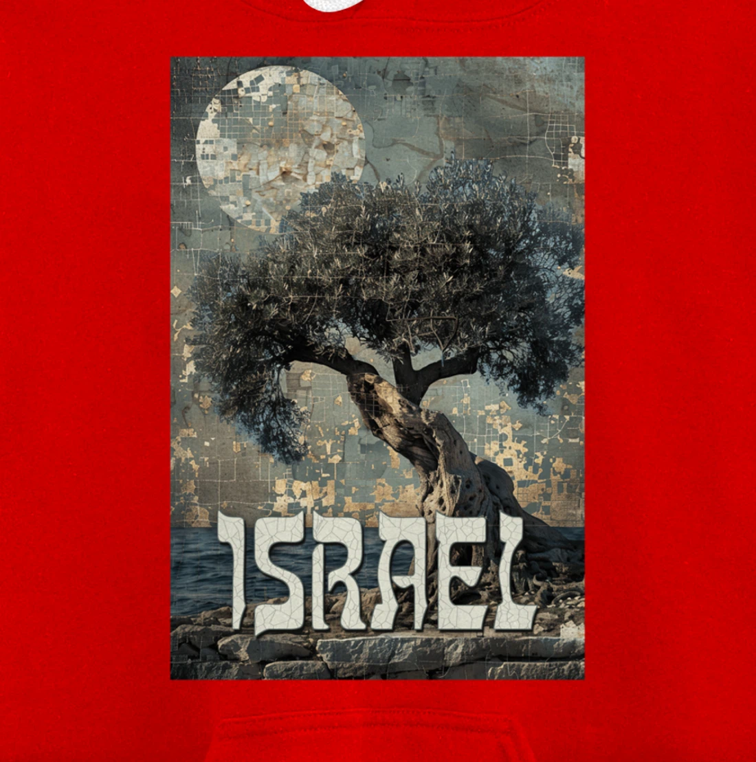 Israel Olive Tree On The Beach with Jerusalem Stones Pullover Hoodie