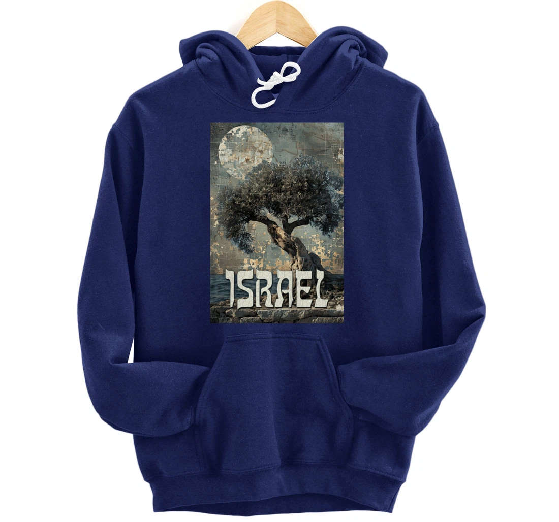 Israel Olive Tree On The Beach with Jerusalem Stones Pullover Hoodie