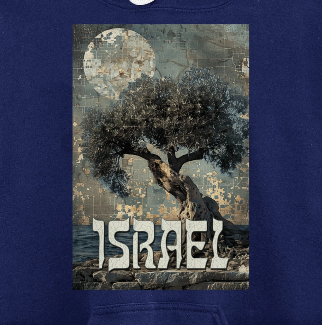 Israel Olive Tree On The Beach with Jerusalem Stones Pullover Hoodie