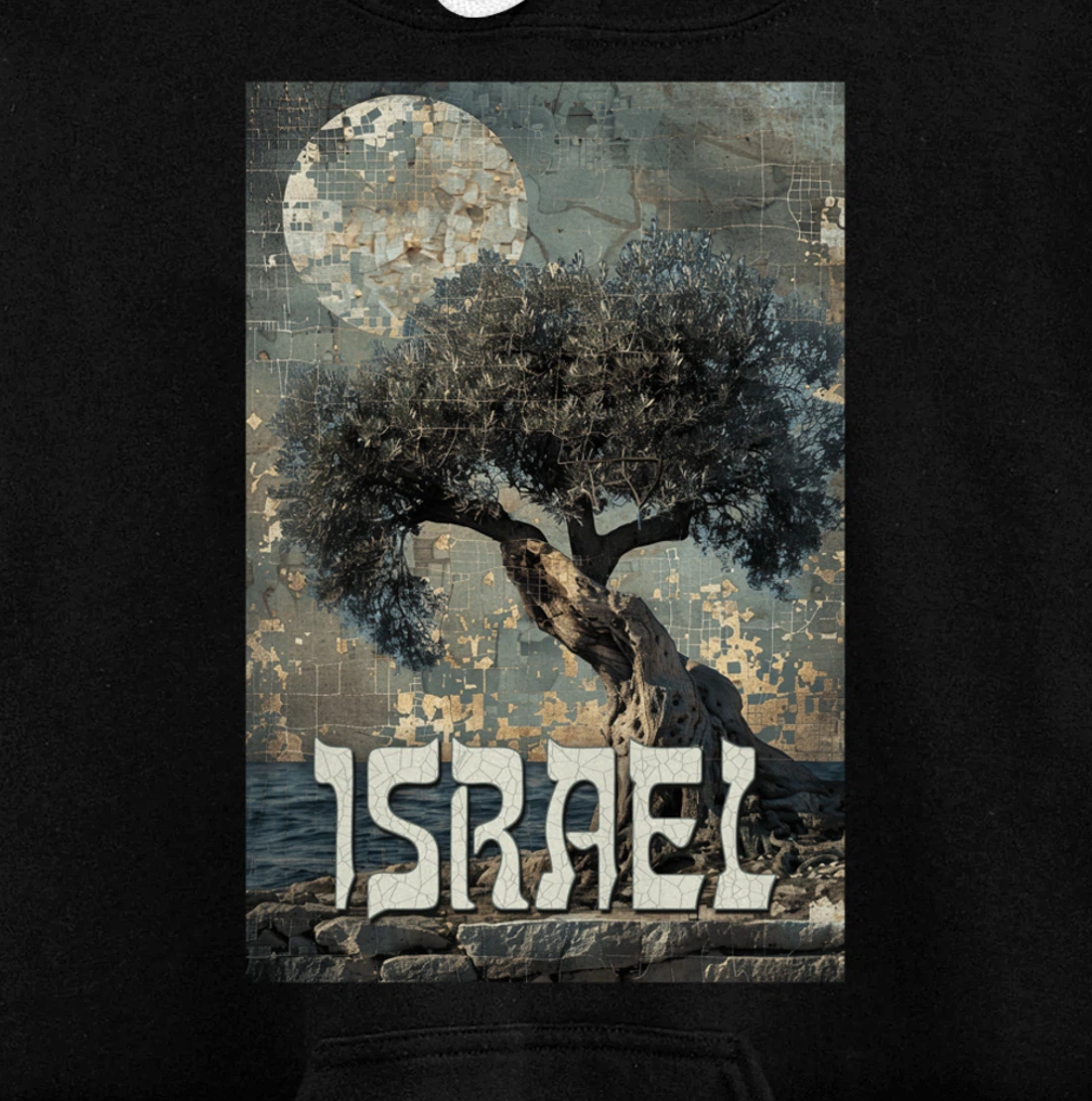 Israel Olive Tree On The Beach with Jerusalem Stones Pullover Hoodie