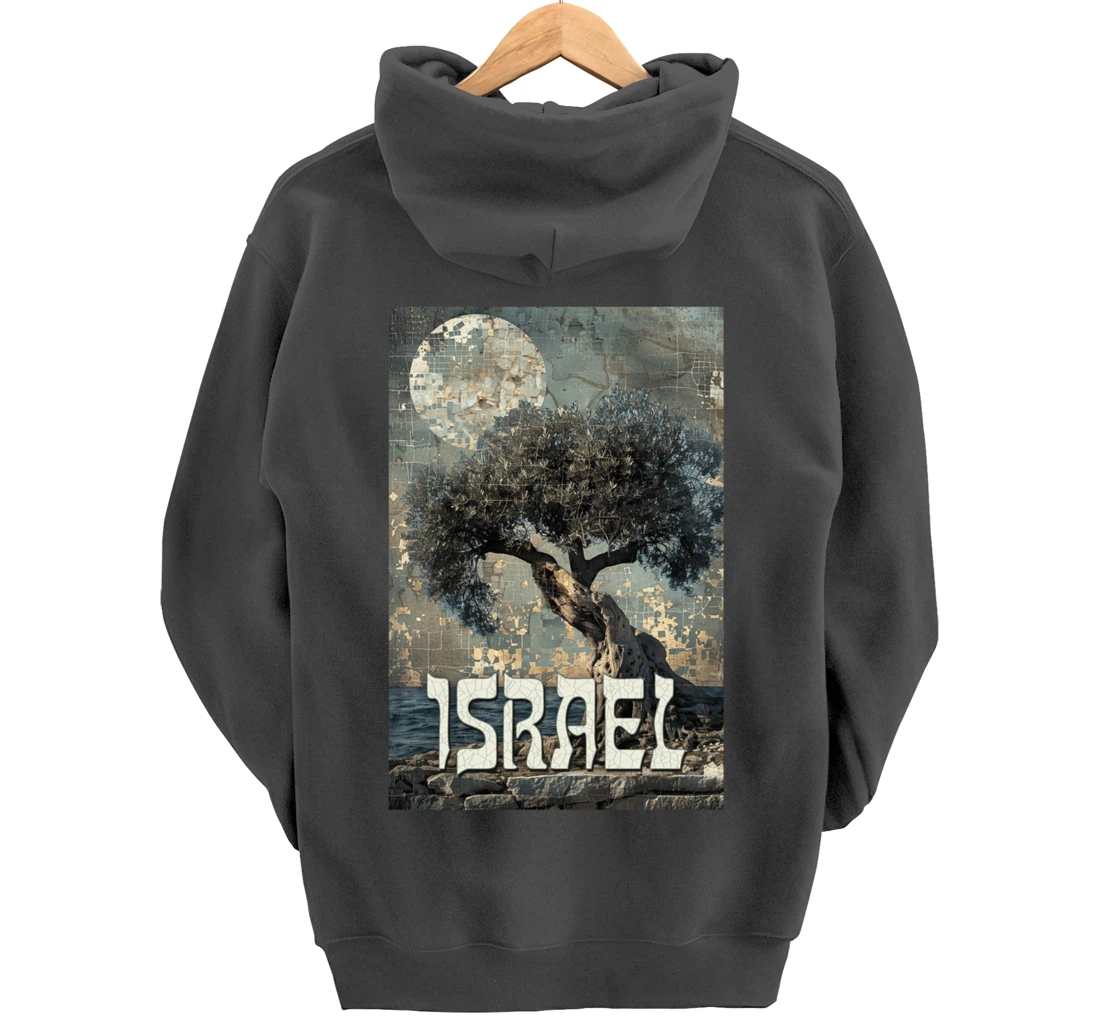 Israel Olive Tree On The Beach with Jerusalem Stones Pullover Hoodie