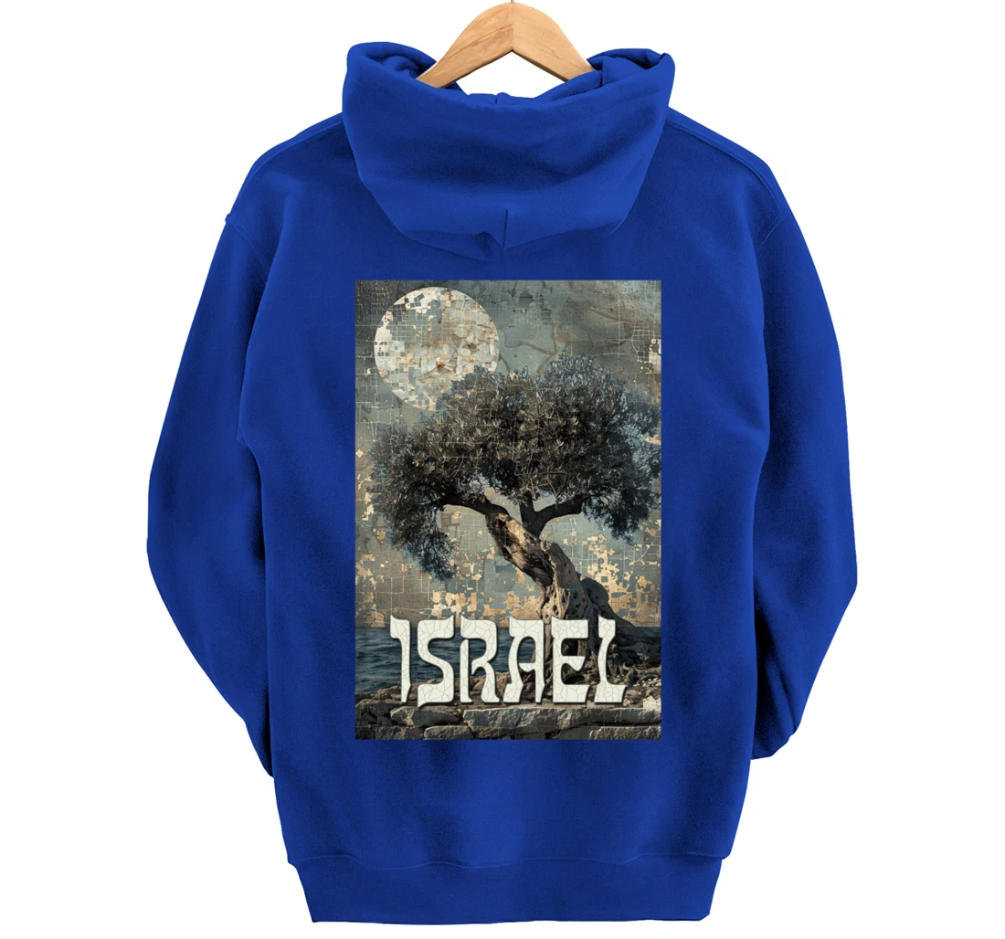 Israel Olive Tree On The Beach with Jerusalem Stones Pullover Hoodie