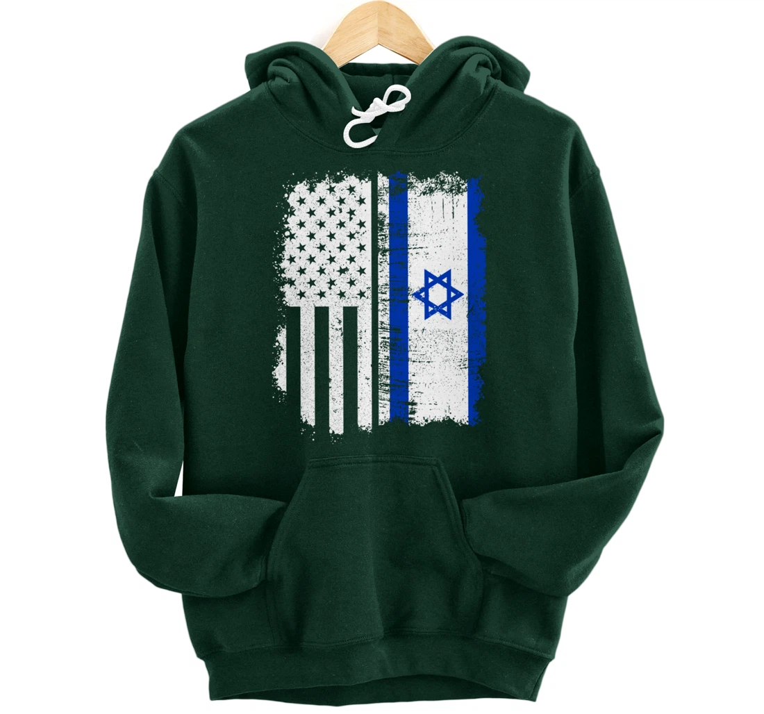 USA Israel Flag Patriotic Pride Patriot USA Israel Fan Pullover Hoodie