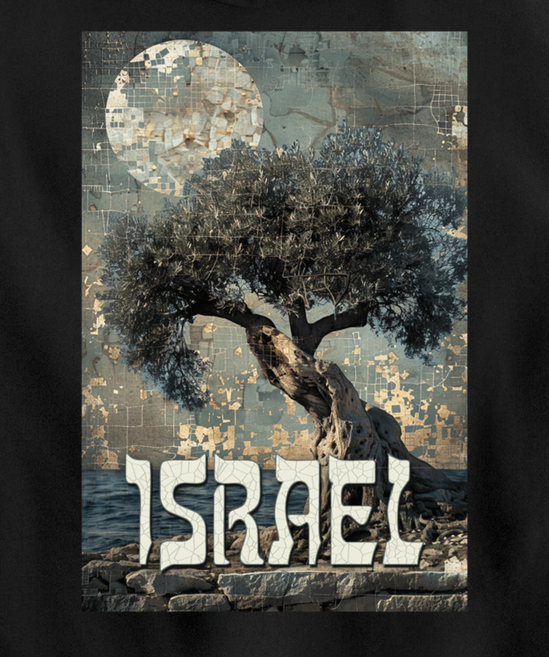 Israel Olive Tree On The Beach with Jerusalem Stones Pullover Hoodie