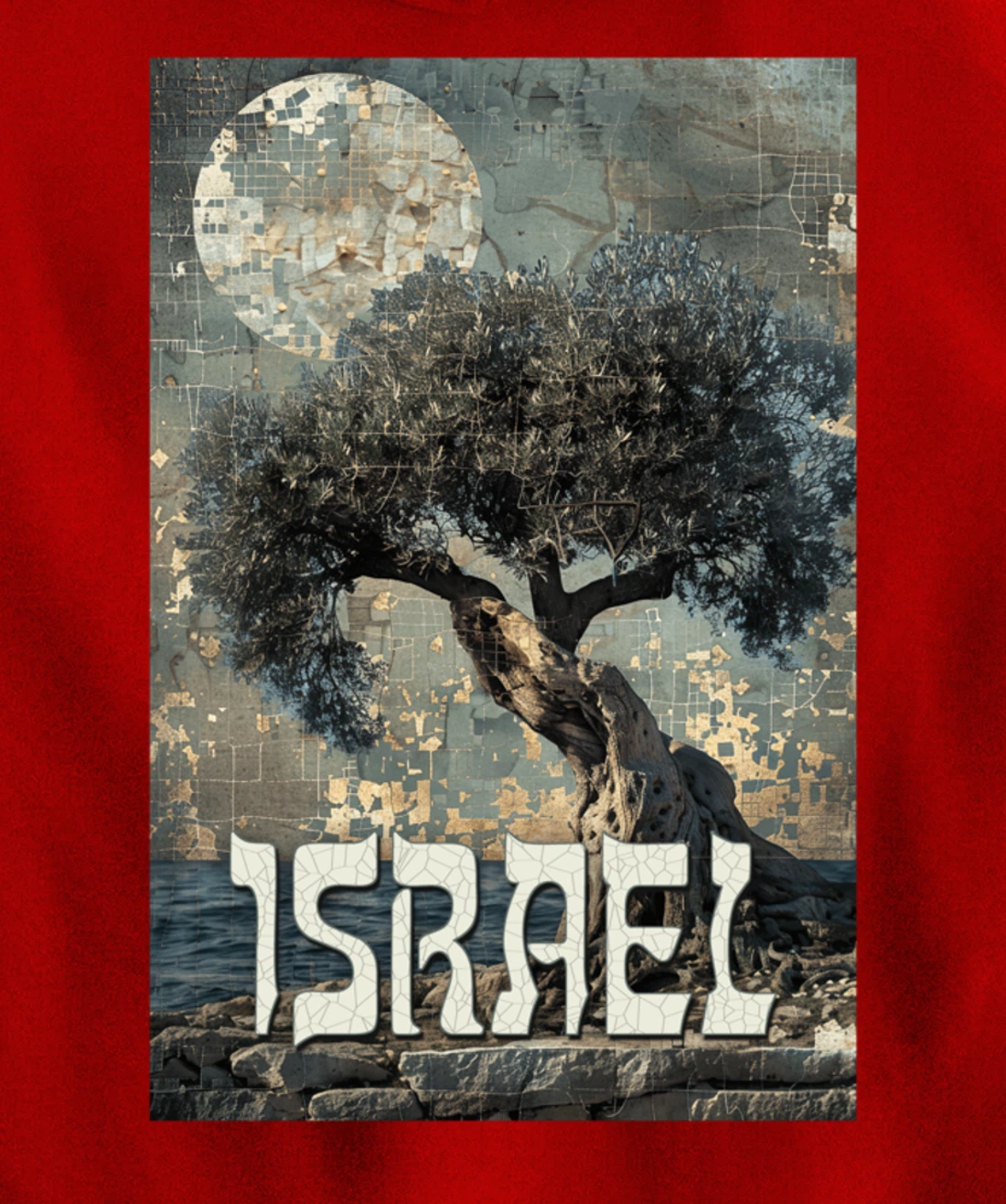 Israel Olive Tree On The Beach with Jerusalem Stones Pullover Hoodie