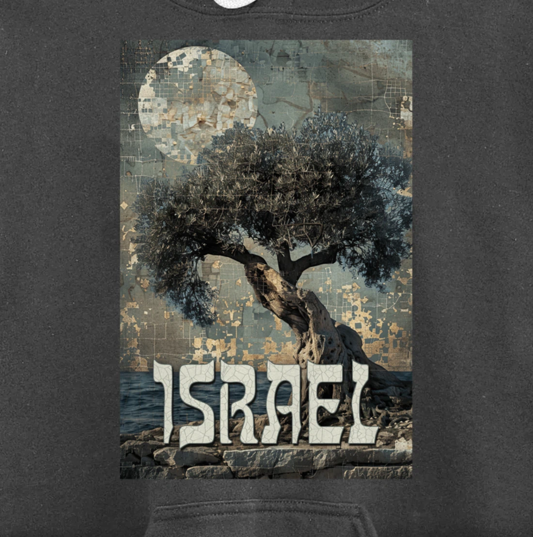 Israel Olive Tree On The Beach with Jerusalem Stones Pullover Hoodie