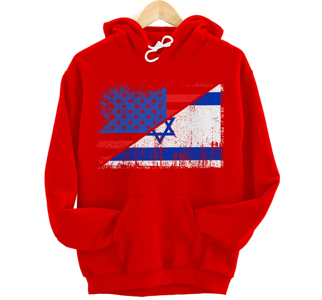 USA Israel Flag Patriotic Pride Patriot USA Israel Lover Pullover Hoodie