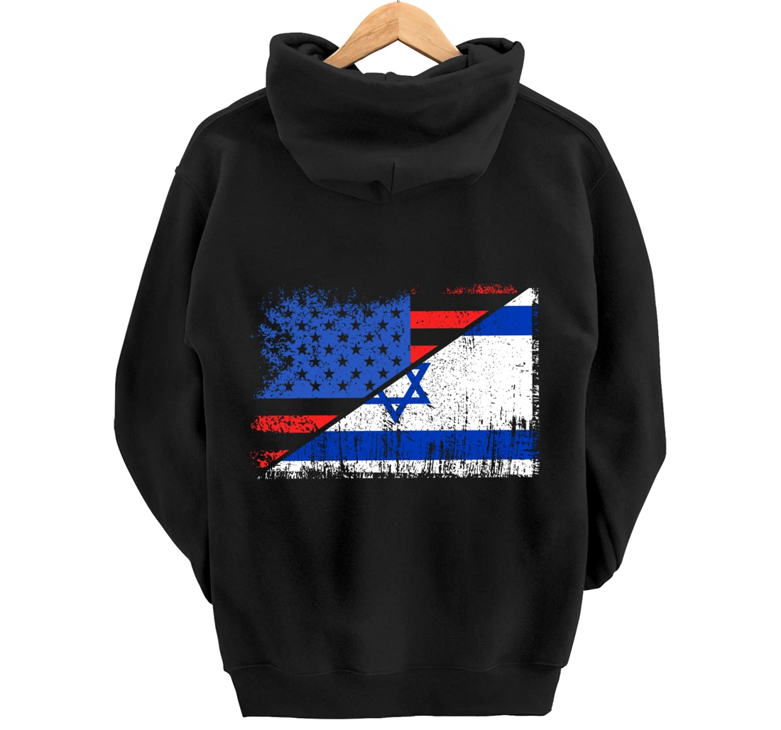 USA Israel Flag Patriotic Pride Patriot USA Israel Lover Pullover Hoodie