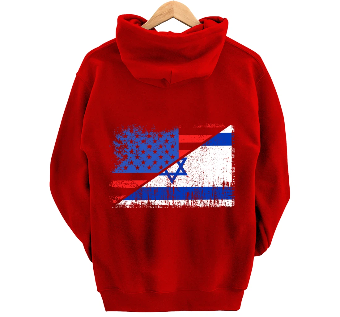 USA Israel Flag Patriotic Pride Patriot USA Israel Lover Pullover Hoodie