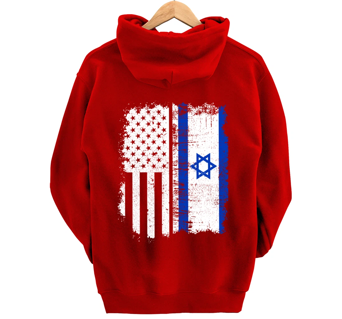USA Israel Flag Patriotic Pride Patriot USA Israel Fan Pullover Hoodie