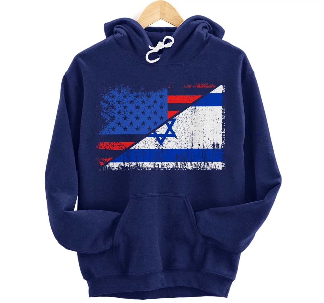 USA Israel Flag Patriotic Pride Patriot USA Israel Lover Pullover Hoodie