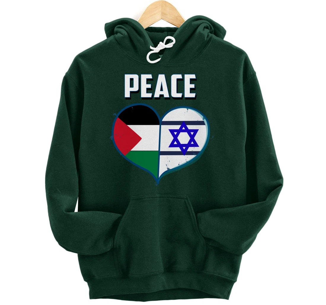 Israel Palestine Peace Friendship Heart gift Pullover Hoodie