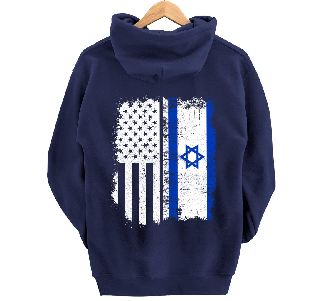 USA Israel Flag Patriotic Pride Patriot USA Israel Fan Pullover Hoodie
