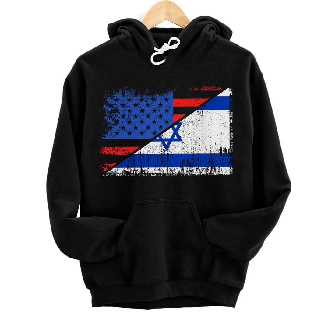 USA Israel Flag Patriotic Pride Patriot USA Israel Lover Pullover Hoodie