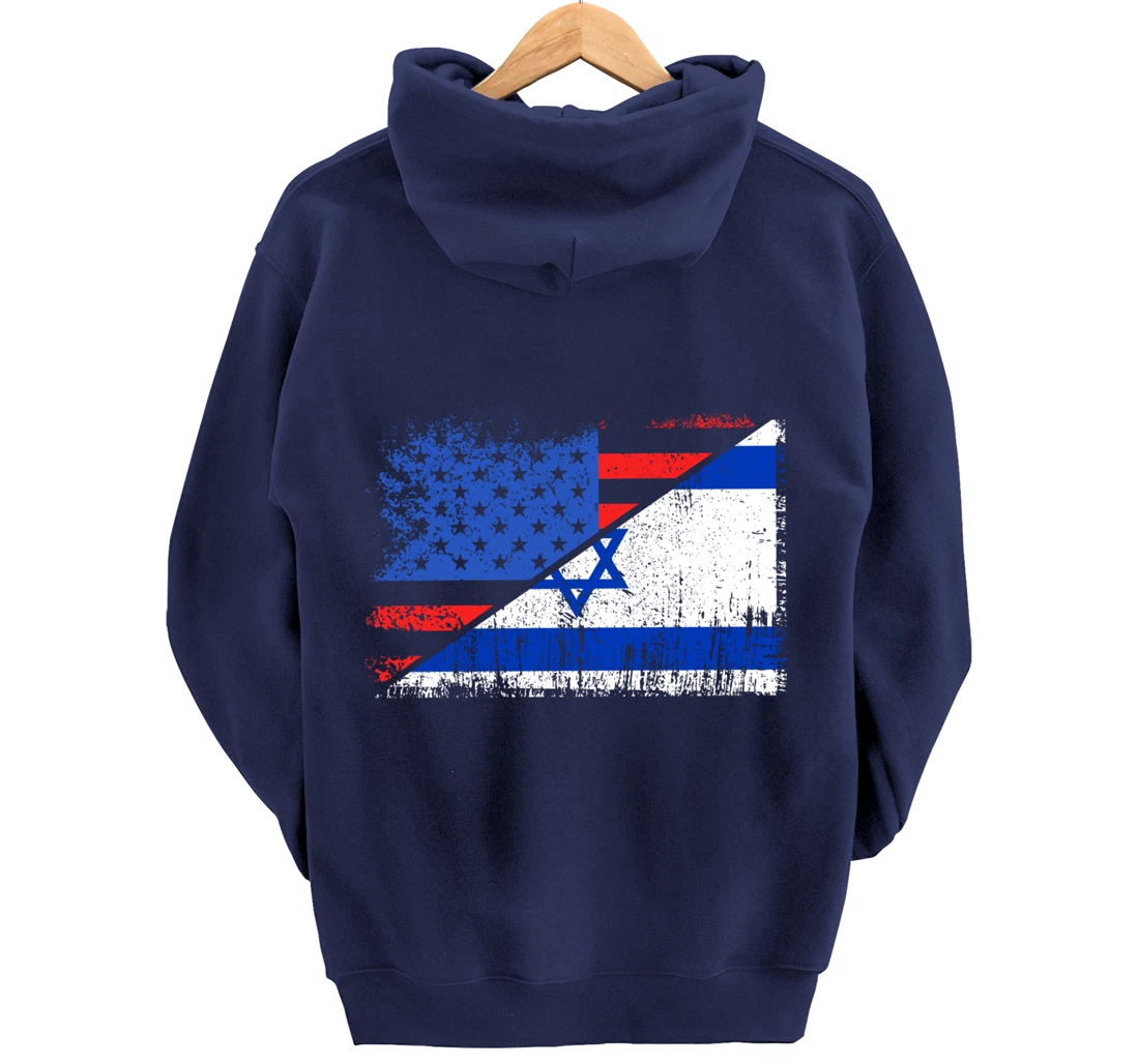 USA Israel Flag Patriotic Pride Patriot USA Israel Lover Pullover Hoodie