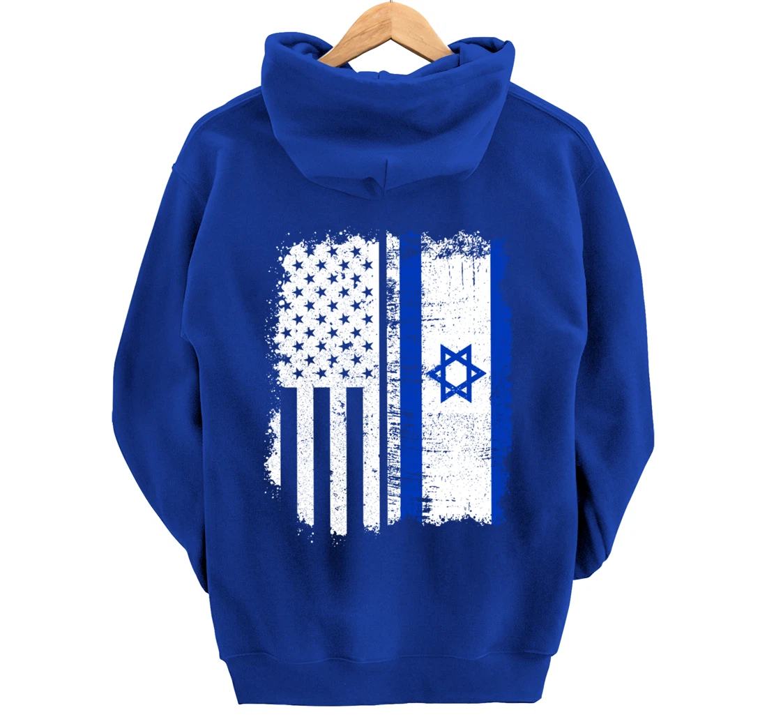 USA Israel Flag Patriotic Pride Patriot USA Israel Fan Pullover Hoodie