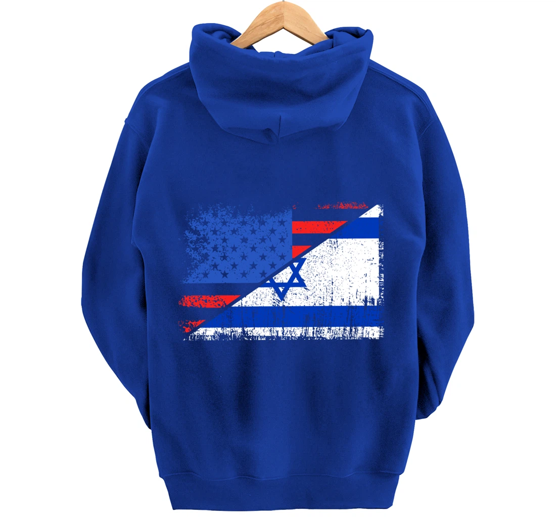 USA Israel Flag Patriotic Pride Patriot USA Israel Lover Pullover Hoodie