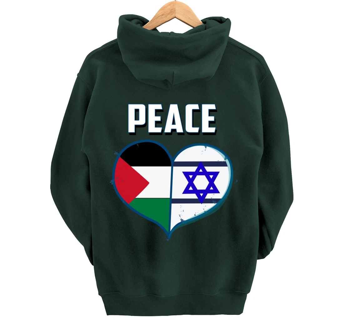 Israel Palestine Peace Friendship Heart gift Pullover Hoodie