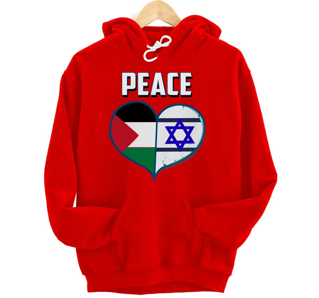Israel Palestine Peace Friendship Heart gift Pullover Hoodie