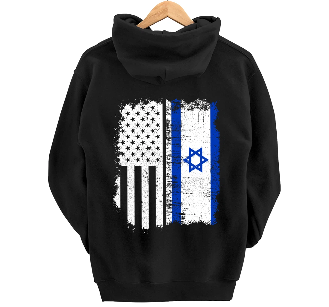 USA Israel Flag Patriotic Pride Patriot USA Israel Fan Pullover Hoodie