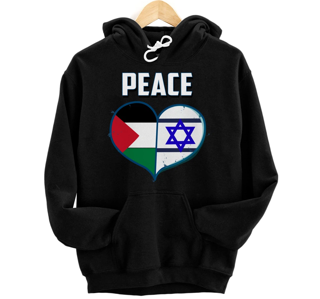 Israel Palestine Peace Friendship Heart gift Pullover Hoodie
