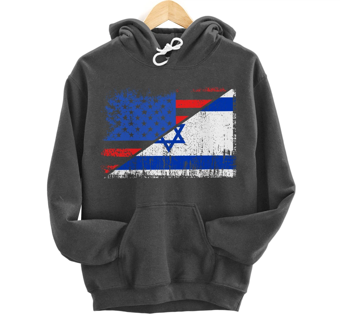 USA Israel Flag Patriotic Pride Patriot USA Israel Lover Pullover Hoodie