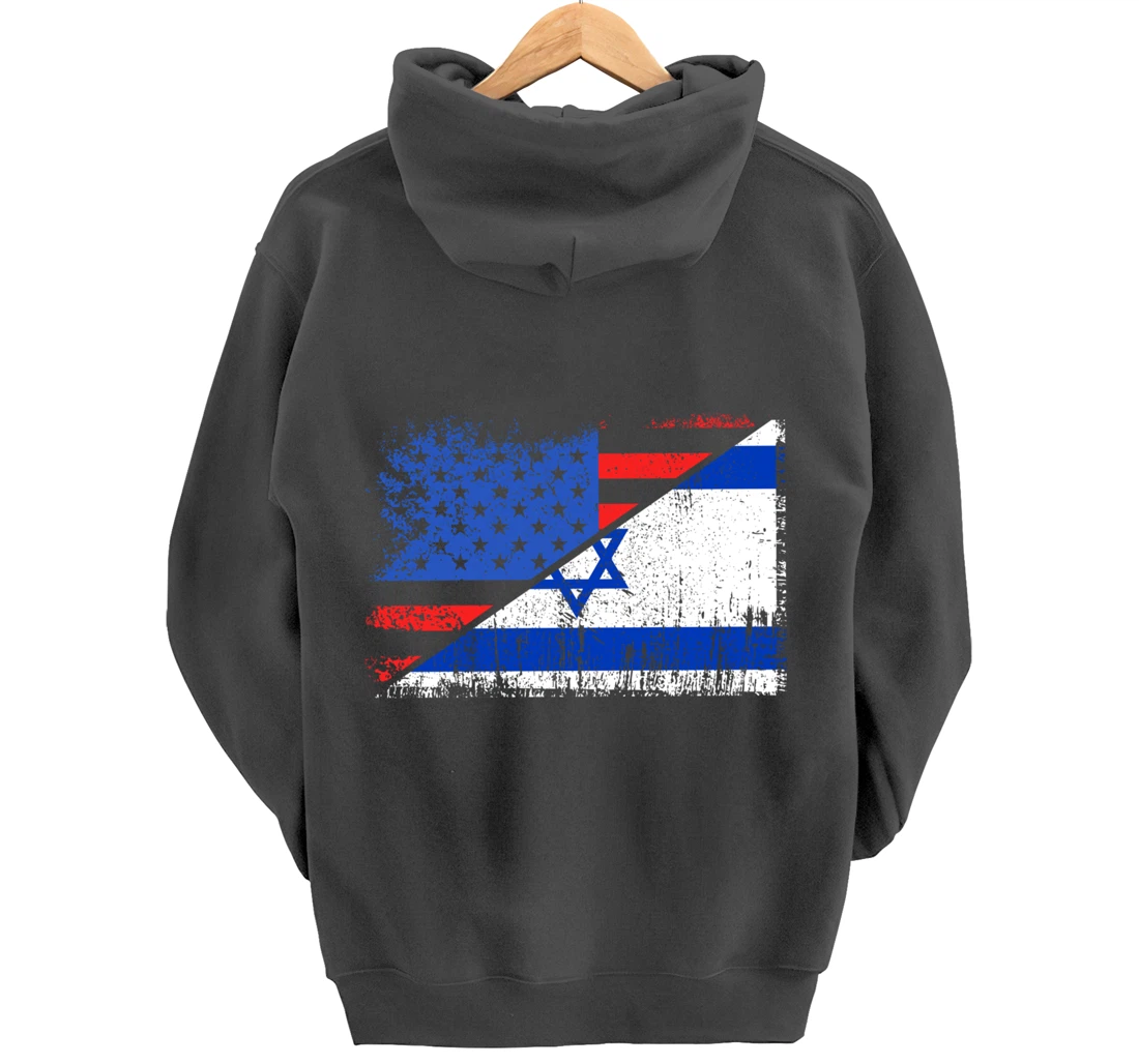 USA Israel Flag Patriotic Pride Patriot USA Israel Lover Pullover Hoodie