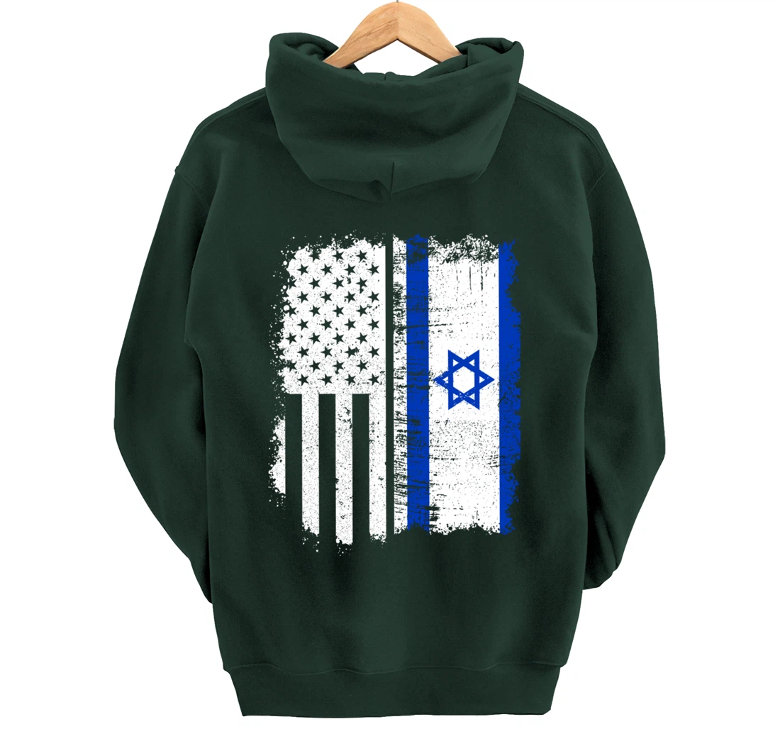 USA Israel Flag Patriotic Pride Patriot USA Israel Fan Pullover Hoodie