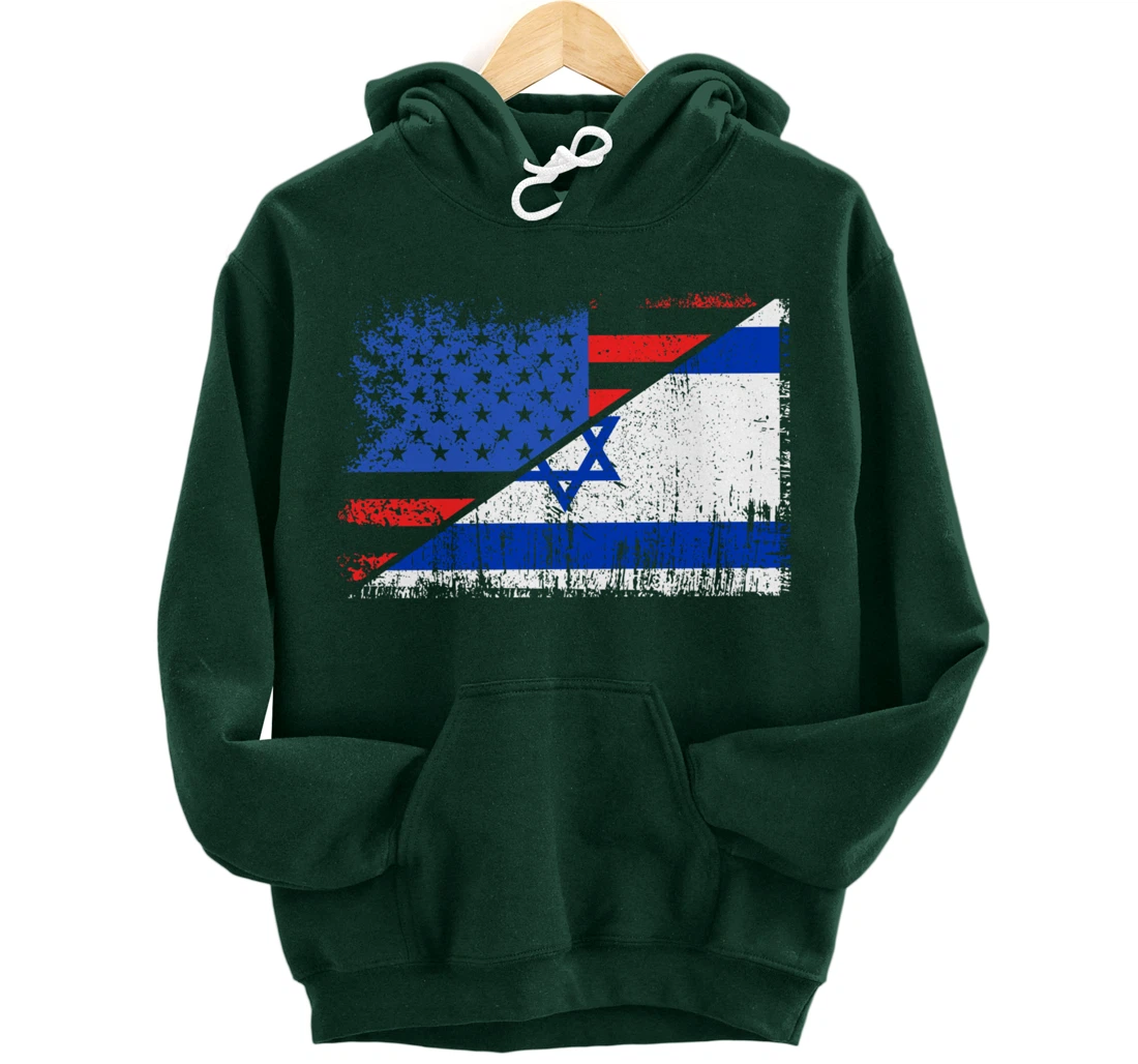 USA Israel Flag Patriotic Pride Patriot USA Israel Lover Pullover Hoodie