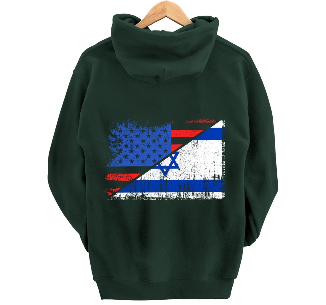 USA Israel Flag Patriotic Pride Patriot USA Israel Lover Pullover Hoodie