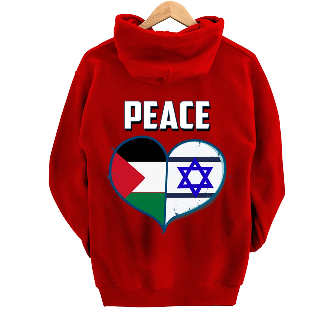 Israel Palestine Peace Friendship Heart gift Pullover Hoodie