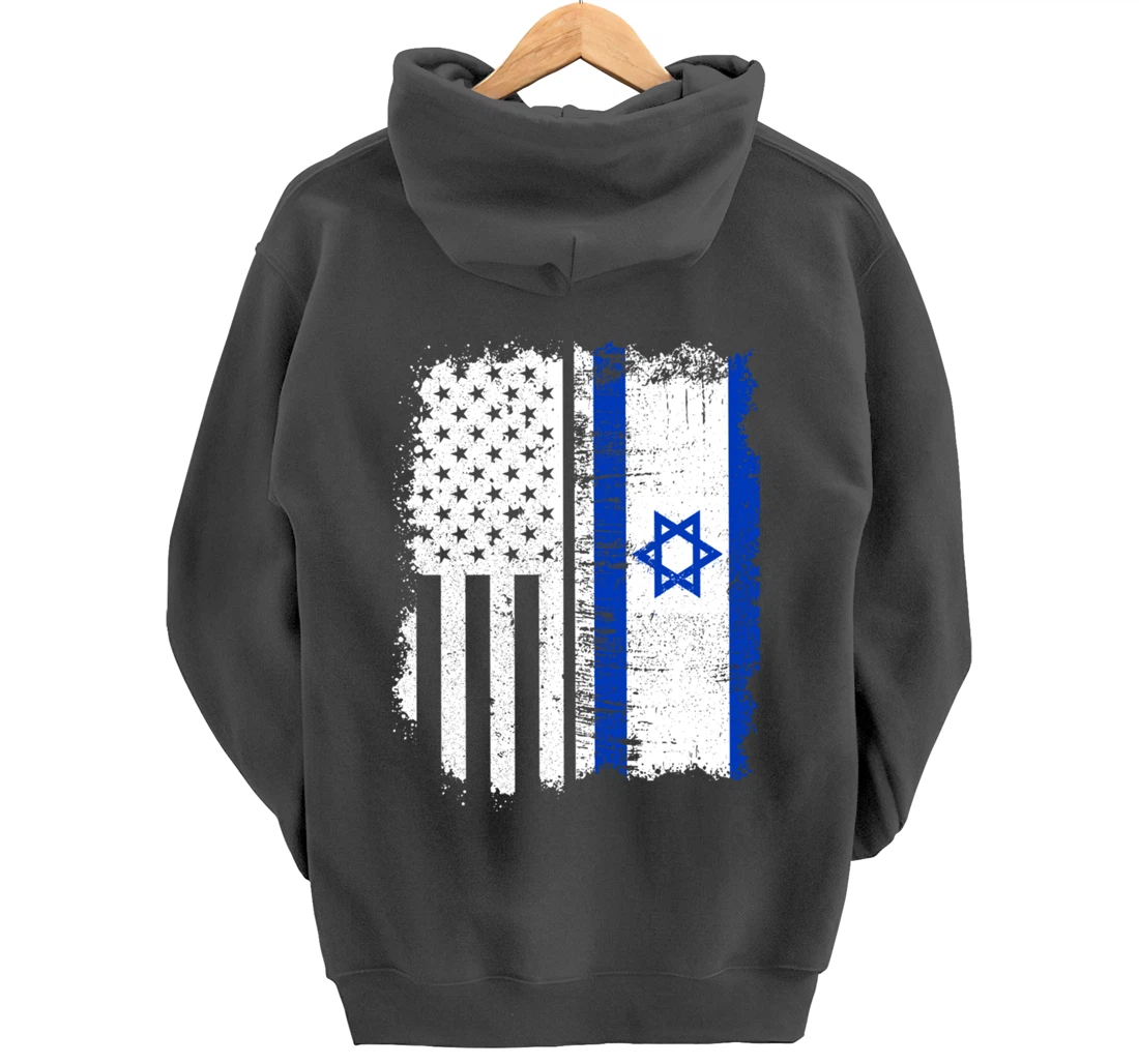USA Israel Flag Patriotic Pride Patriot USA Israel Fan Pullover Hoodie