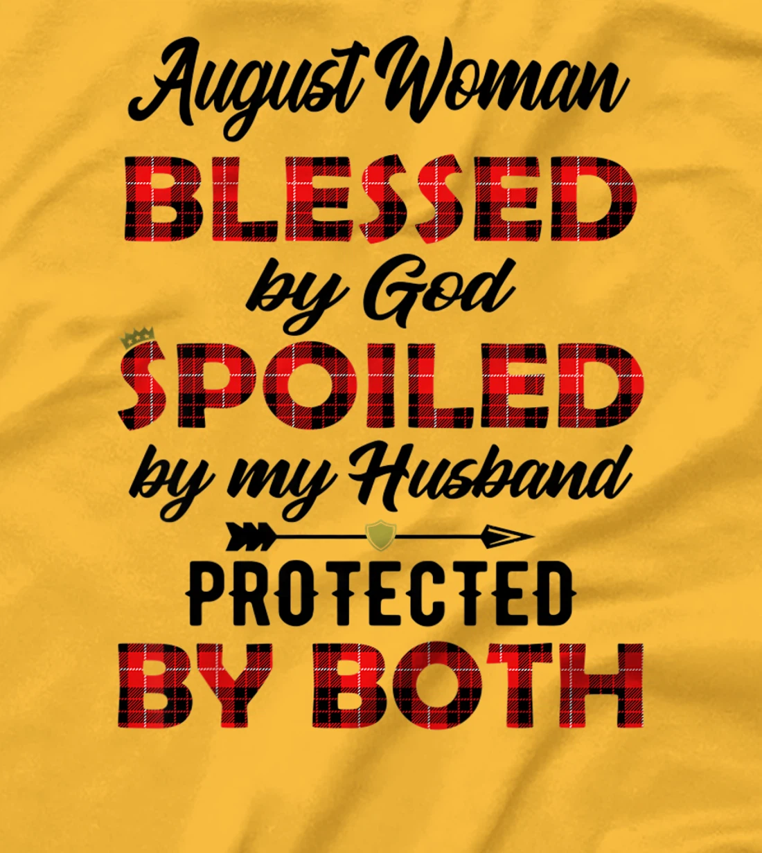 Womens August Woman Blessed By God Protected By Both Wife Gift T-Shirt