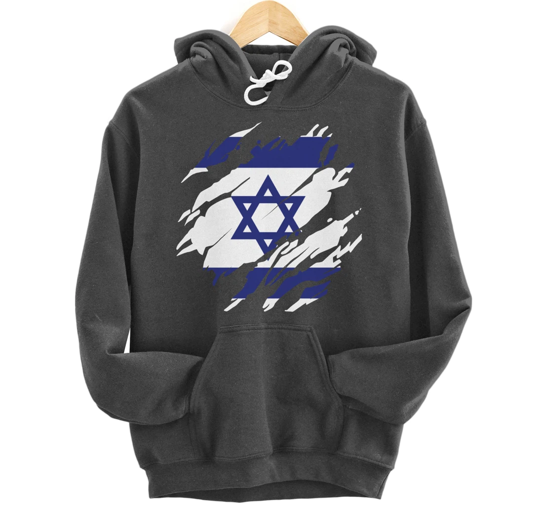 Israel Israeli Flag Pride Roots Heritage Jew Jewish Pullover Hoodie