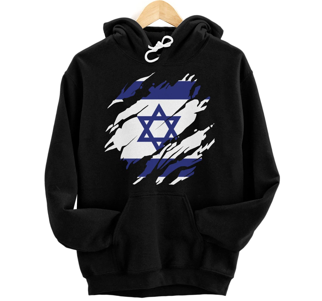 Israel Israeli Flag Pride Roots Heritage Jew Jewish Pullover Hoodie