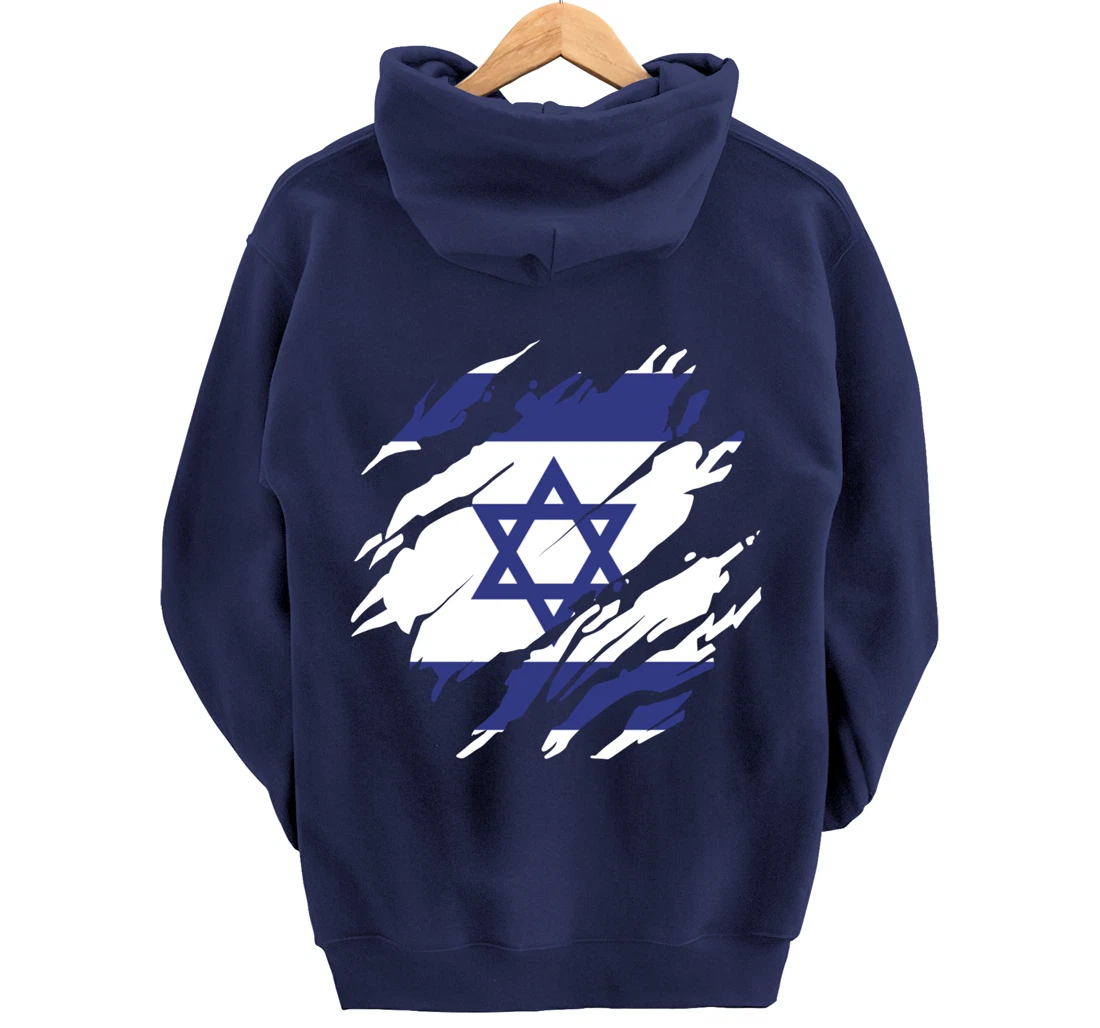 Israel Israeli Flag Pride Roots Heritage Jew Jewish Pullover Hoodie