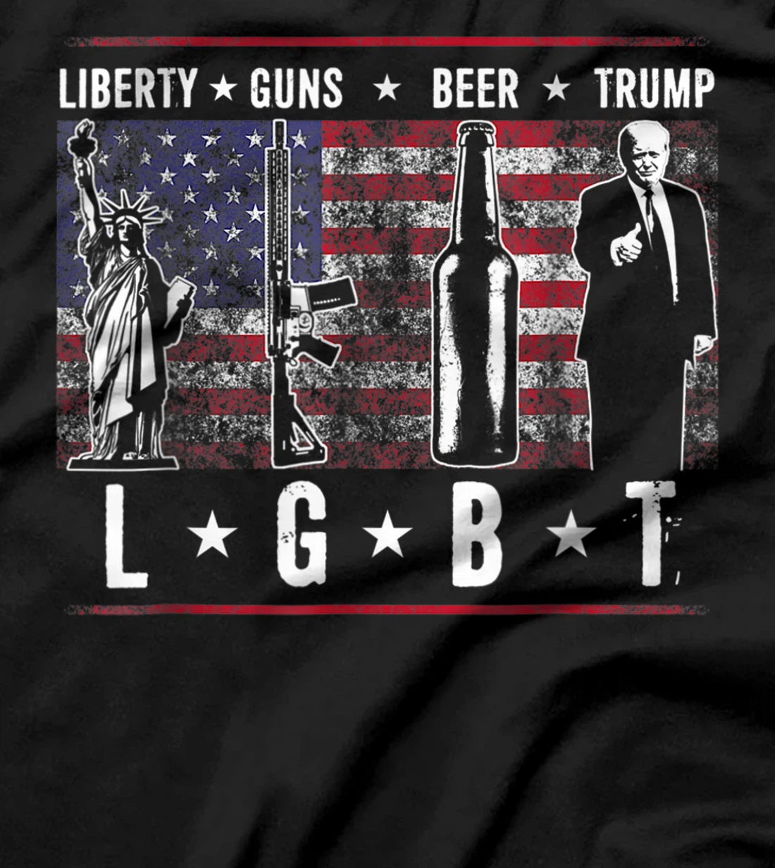Liberty Guns Beer Trump TShirt LGBT Parody T-Shirt