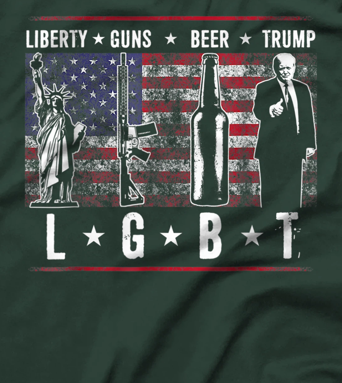 Liberty Guns Beer Trump TShirt LGBT Parody T-Shirt