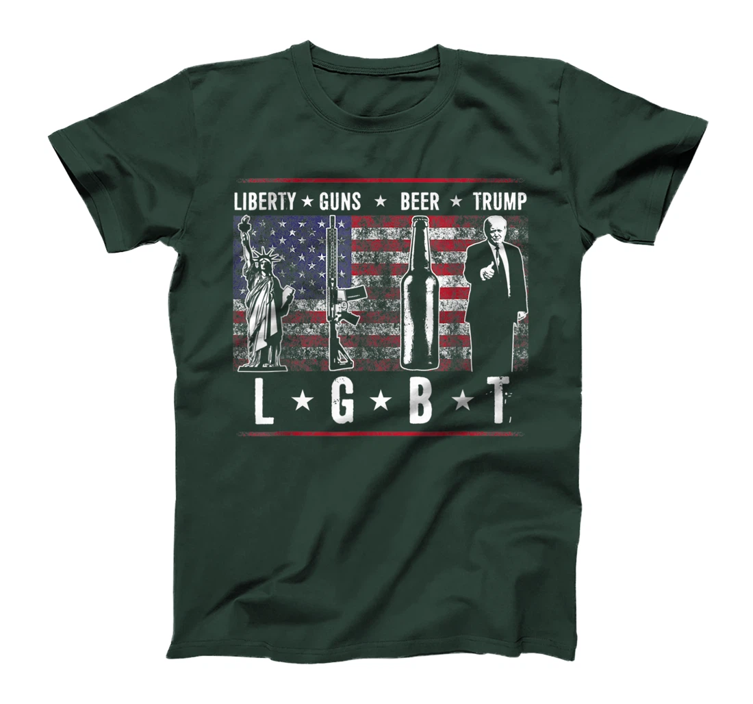 Liberty Guns Beer Trump TShirt LGBT Parody T-Shirt