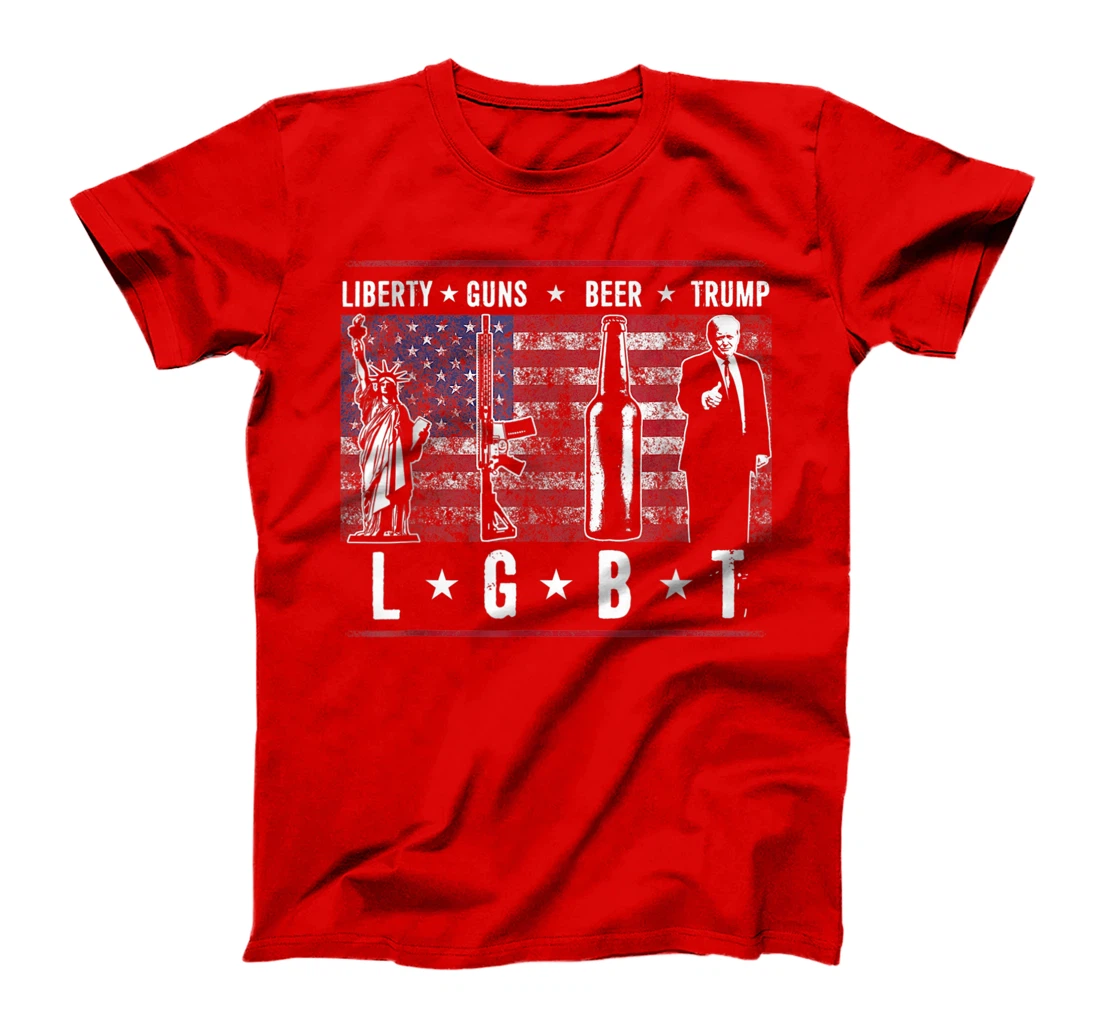 Liberty Guns Beer Trump TShirt LGBT Parody T-Shirt